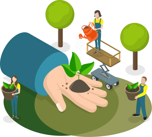 一群人在花園裡