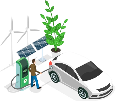 男人在幫電動車充電