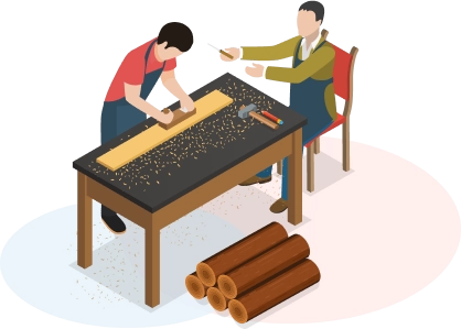 人們正在做木工