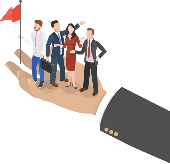 一群人站在手掌上